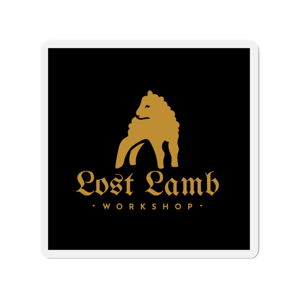 Lost Lamb Workshop Logo - Black Square - Die-Cut Magnets